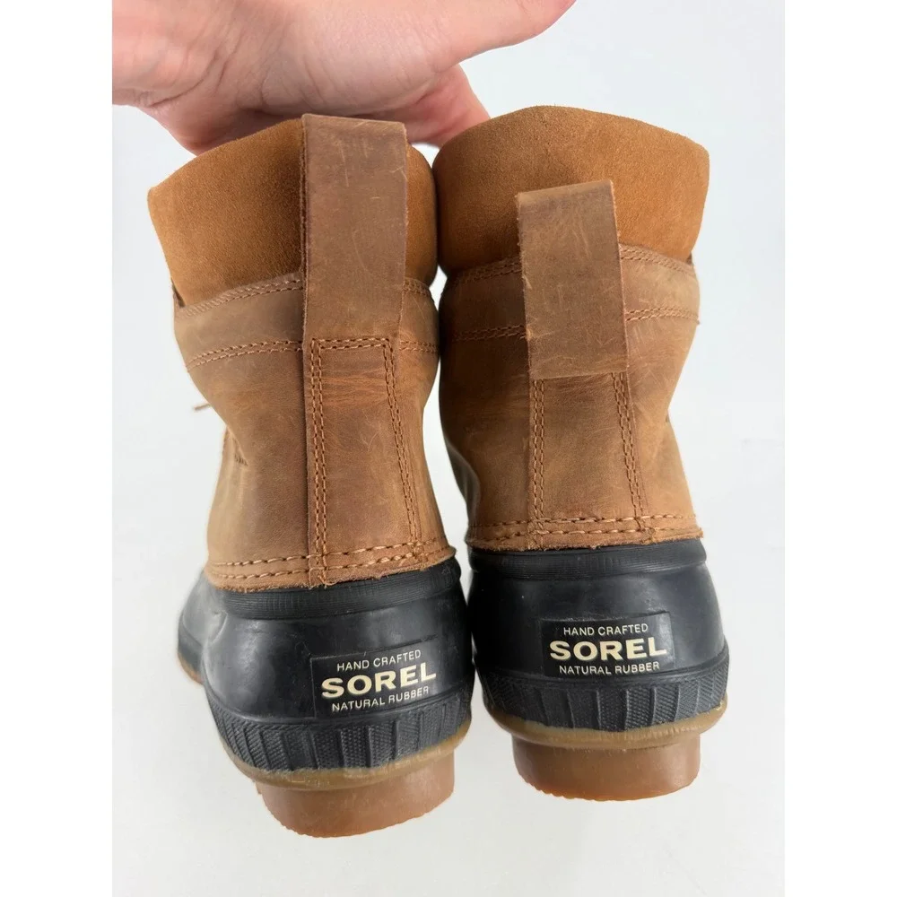 Sorel Cheyanne Lace Waterproof Boot Men 9.5 Brown Leather Duck Boot Gorpcore